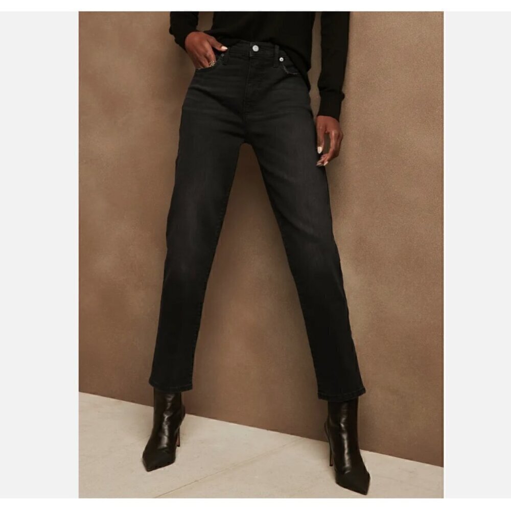 Banana Republic High Rise Slim Jeans Black Wash Ankle Jeans Size 27/4 NWT RT$109